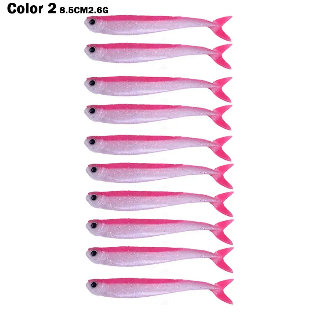 10PCS Pink Minnow Soft Silicone Fish Lures 8.5cm/2.6g for Fishing in Freshwater and Saltwater