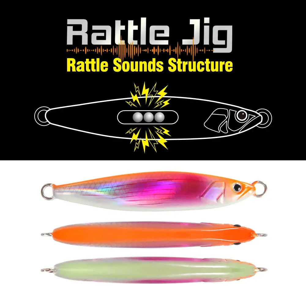 2024 FSTK Rattle Jig Sea Fishing Lures 20g30g40g60g80g Long Casting Lure Spinning Artificial Bait with Hook Spoon Fishing Tackle.