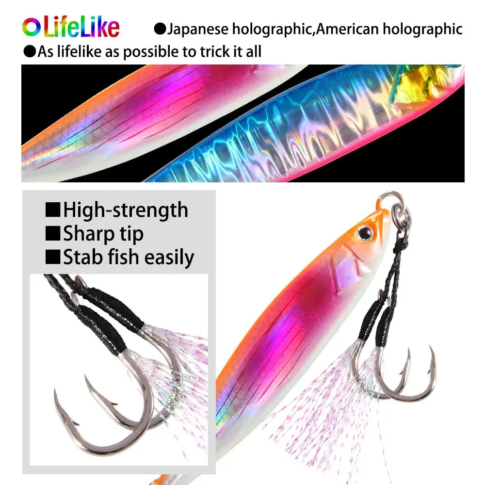 2024 FSTK Rattle Jig Sea Fishing Lures 20g30g40g60g80g Long Casting Lure Spinning Artificial Bait with Hook Spoon Fishing Tackle.