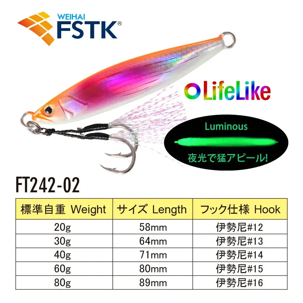 2024 FSTK Rattle Jig Sea Fishing Lures 20g30g40g60g80g Long Casting Lure Spinning Artificial Bait with Hook Spoon Fishing Tackle.