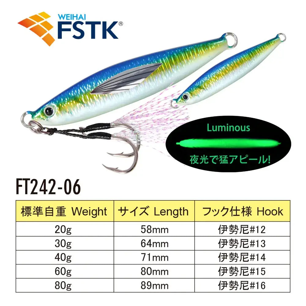 2024 FSTK Rattle Jig Sea Fishing Lures 20g30g40g60g80g Long Casting Lure Spinning Artificial Bait with Hook Spoon Fishing Tackle.