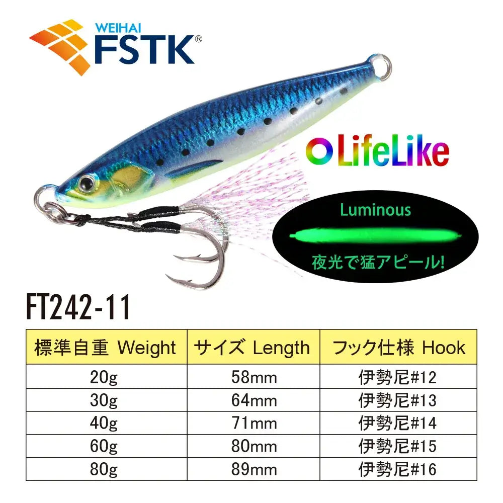 2024 FSTK Rattle Jig Sea Fishing Lures 20g30g40g60g80g Long Casting Lure Spinning Artificial Bait with Hook Spoon Fishing Tackle.