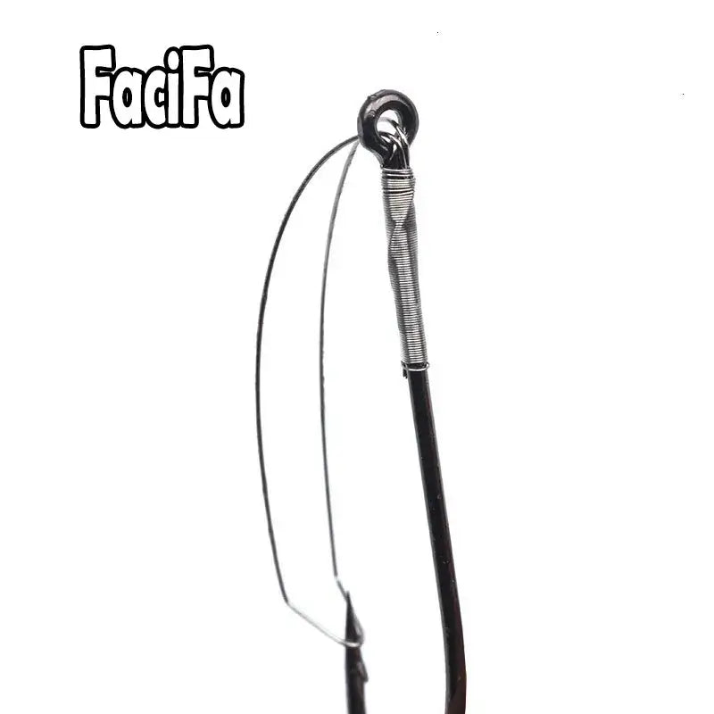 Close-up of a weedless barbed fishing hook designed for wacky rig setups, crafted from high carbon steel.