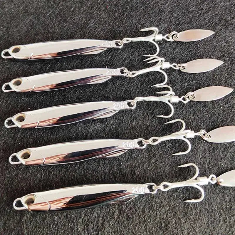 5Pcs/Pack Electroplated Iron Plate Bait 15g 20g 30g Road Sub Bait Sea Fishing Fake Bait Rotating Sequin Mackerel Bait - Rods & Lures