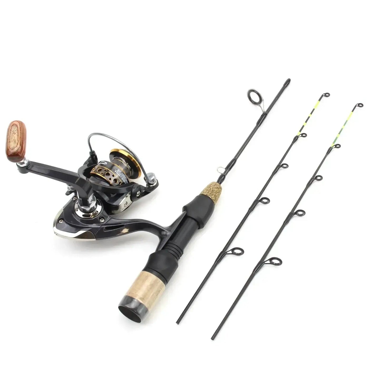 60cm Ice Fishing Rod With Reel Portable Light Folded Pole Carbon Fiber River Shrimp Fishing Pole Winter Fishing Tackle Set.
