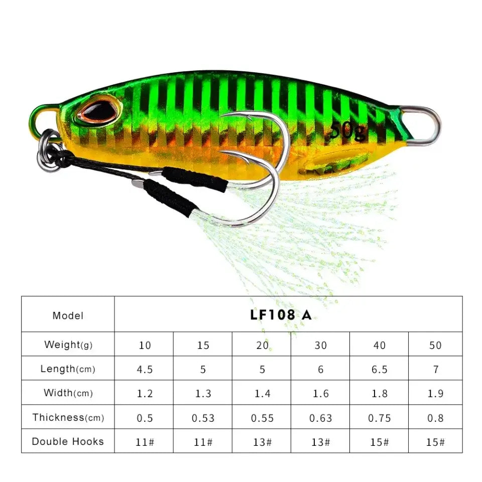 Big Jig Fishing Lure Weights 10-50g Fishing Jigs Saltwater Lures Metal Bass Jig Isca Artificial Fake Fish Glitter Holographic.