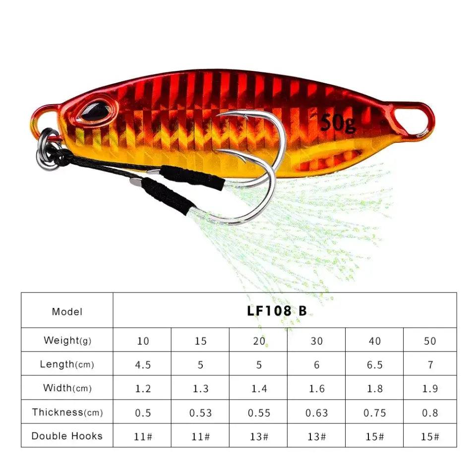 Big Jig Fishing Lure Weights 10-50g Fishing Jigs Saltwater Lures Metal Bass Jig Isca Artificial Fake Fish Glitter Holographic.