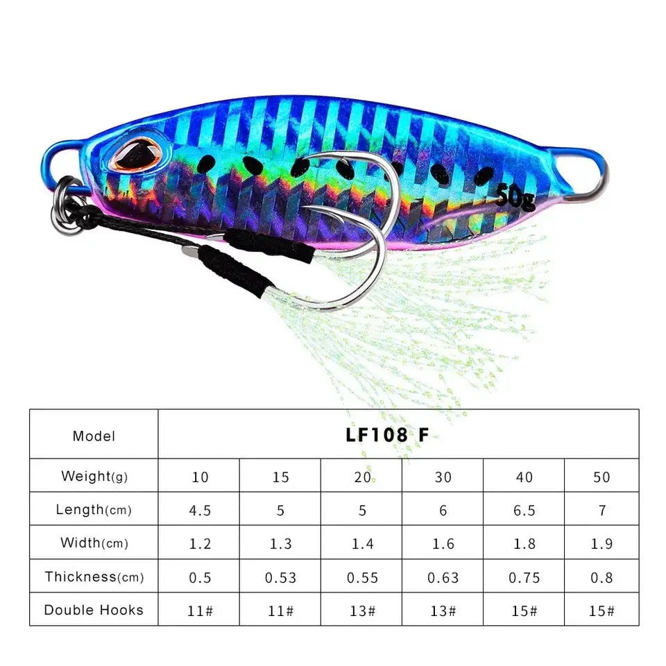 Big Jig Fishing Lure Weights 10-50g Fishing Jigs Saltwater Lures Metal Bass Jig Isca Artificial Fake Fish Glitter Holographic.