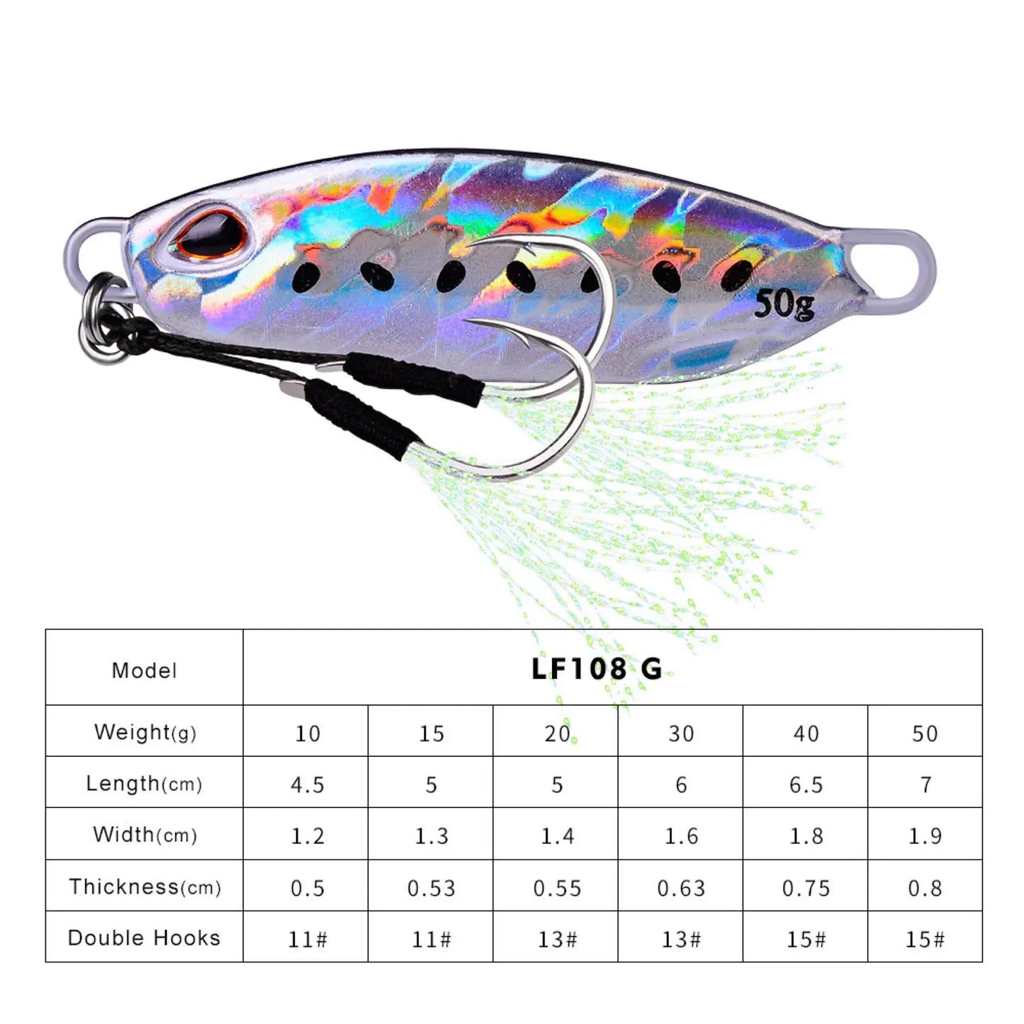 Big Jig Fishing Lure Weights 10-50g Fishing Jigs Saltwater Lures Metal Bass Jig Isca Artificial Fake Fish Glitter Holographic.
