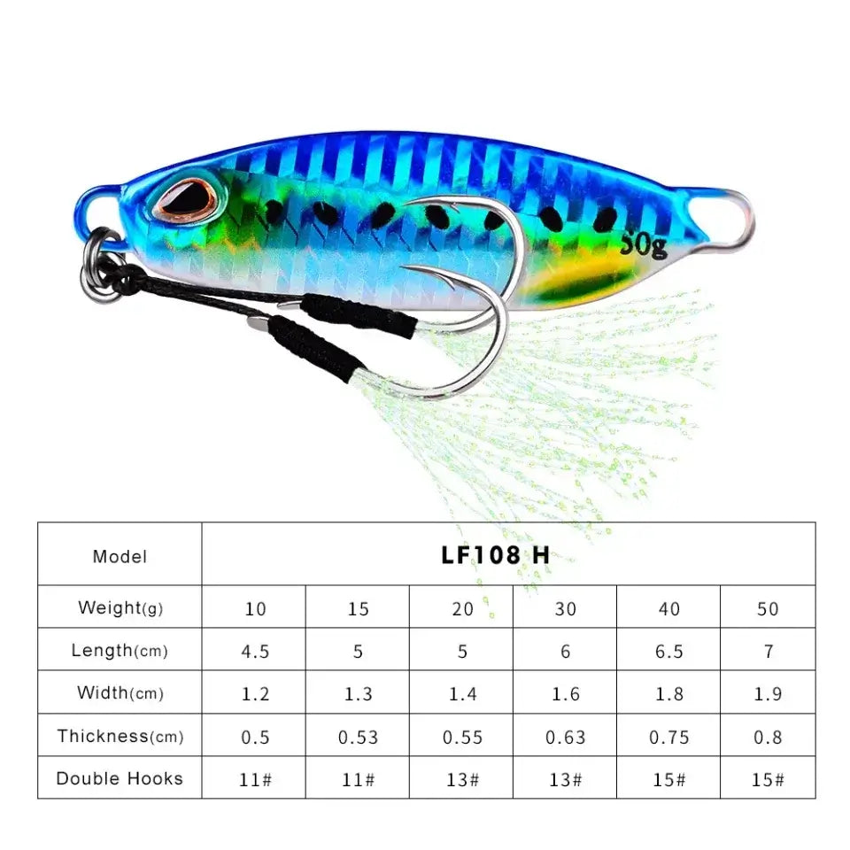 Big Jig Fishing Lure Weights 10-50g Fishing Jigs Saltwater Lures Metal Bass Jig Isca Artificial Fake Fish Glitter Holographic.
