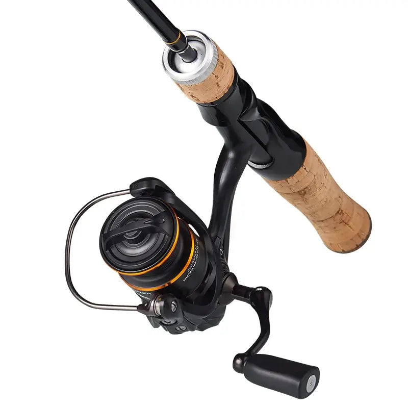 DEUKIO Spinning Fishing Reel and Rod Combo Set 1.8M Cork Handle 4 Sections Fishing Rod Mini Metal Spool Carp Reel.
