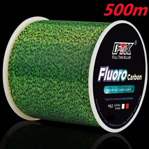 FTK 500m speckled fluorocarbon fishing line spool, 0.20mm-0.50mm, designed for stealth and strength
