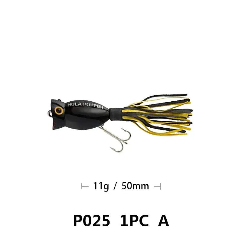 Fishing Lures Topwater Popper Bait, Artificial Wobblers, Plastic Fishing Tackle with Tail Hooks, Reservoir Pond, 5cm, 11g.
