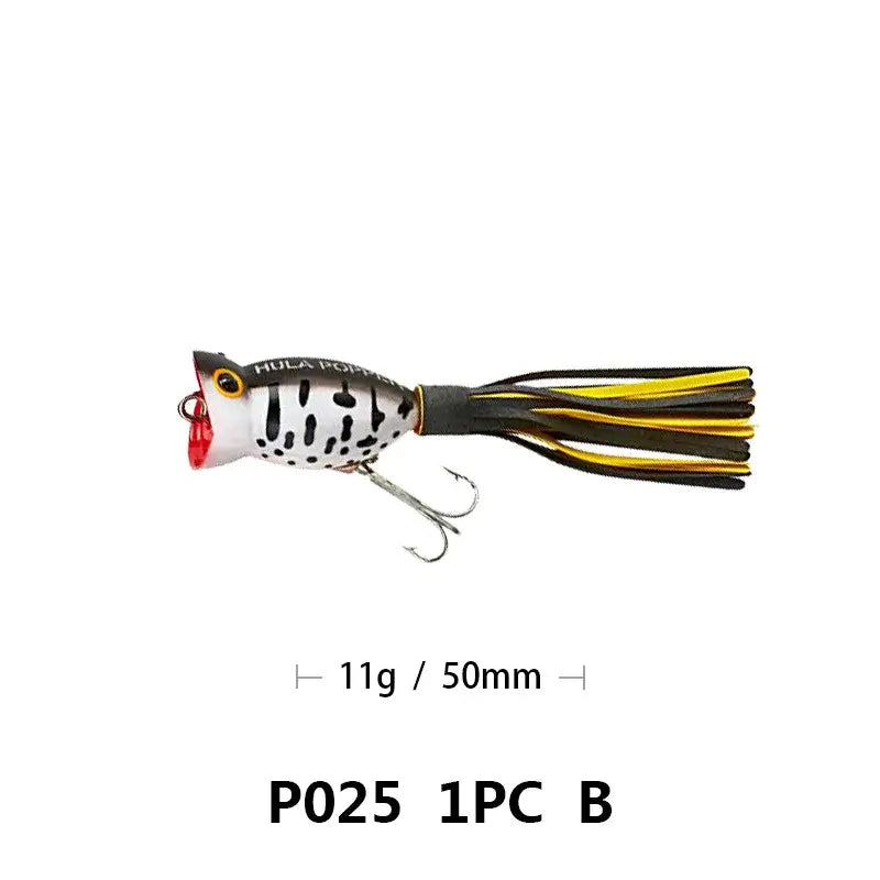 Fishing Lures Topwater Popper Bait, Artificial Wobblers, Plastic Fishing Tackle with Tail Hooks, Reservoir Pond, 5cm, 11g.
