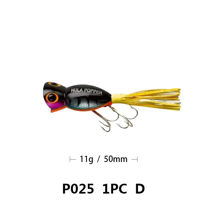 Fishing Lures Topwater Popper Bait, Artificial Wobblers, Plastic Fishing Tackle with Tail Hooks, Reservoir Pond, 5cm, 11g.