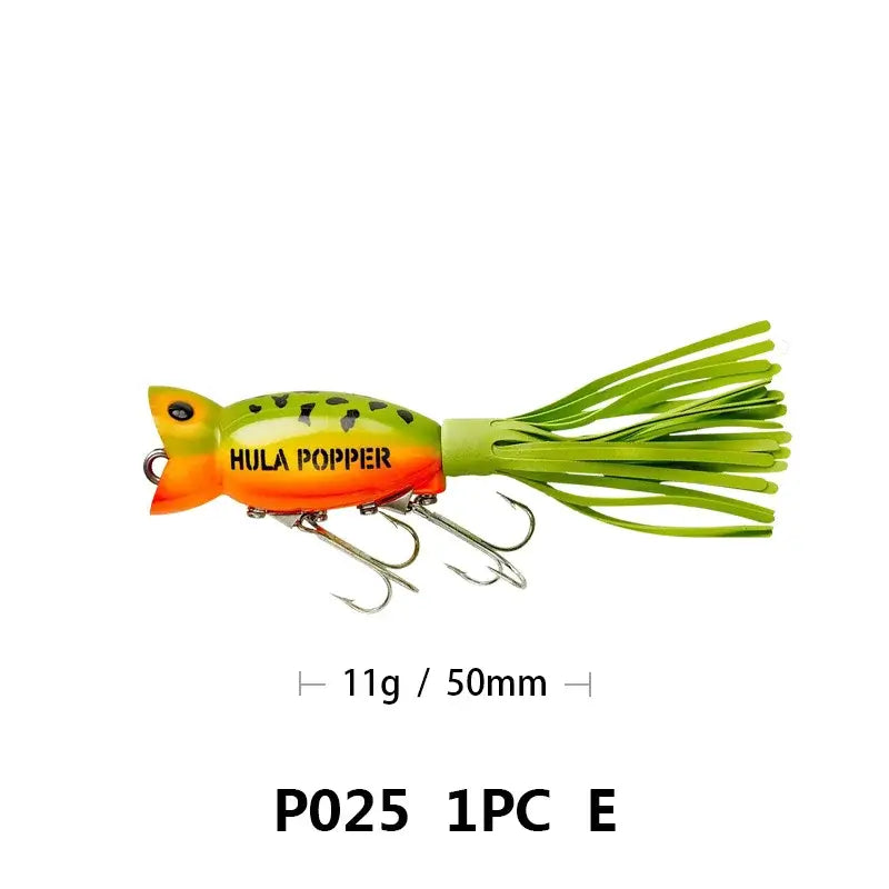 Fishing Lures Topwater Popper Bait, Artificial Wobblers, Plastic Fishing Tackle with Tail Hooks, Reservoir Pond, 5cm, 11g.