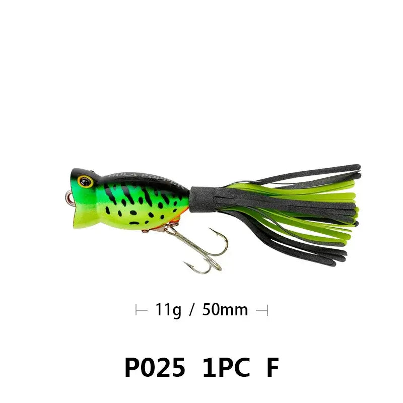 Fishing Lures Topwater Popper Bait, Artificial Wobblers, Plastic Fishing Tackle with Tail Hooks, Reservoir Pond, 5cm, 11g.