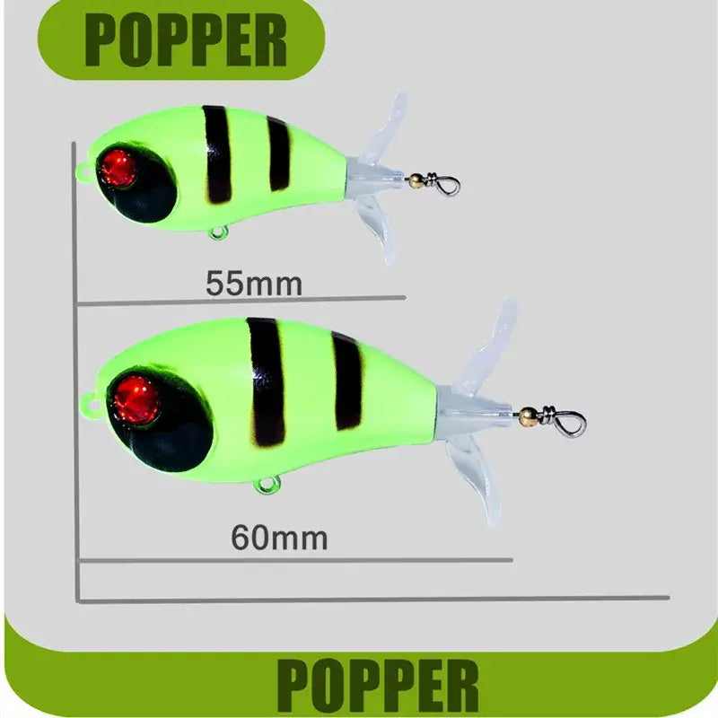 GREENSPIDER Topwater Whopper Popper Fishing Lure 7.3g 10.5g Artificial Bait Hard Popper Soft Rotating Tail Fishing Tackle.