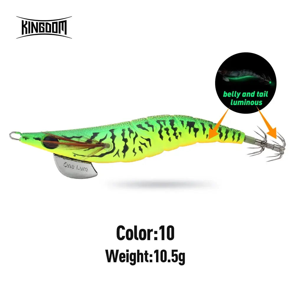 Kingdom Egi Squid Bait 3.0# 10.5g luminous jigging lure for sea fishing, ideal for targeting octopus and cuttlefish.