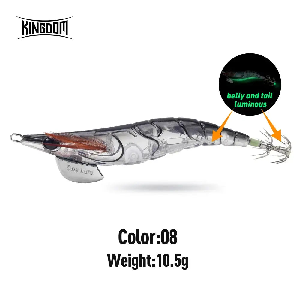 Kingdom Egi Squid Bait 3.0# 15g artificial jigging lure in color 08, featuring luminous belly and tail for sea fishing.