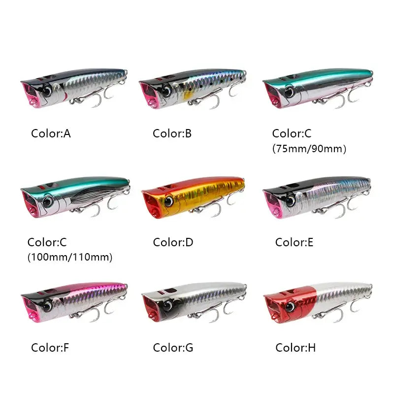 LETOYO Topwater Popper 8.5-30g floating Rock pop Artificial Hard Baits for Bass Perch Pike Fishing Lure.
