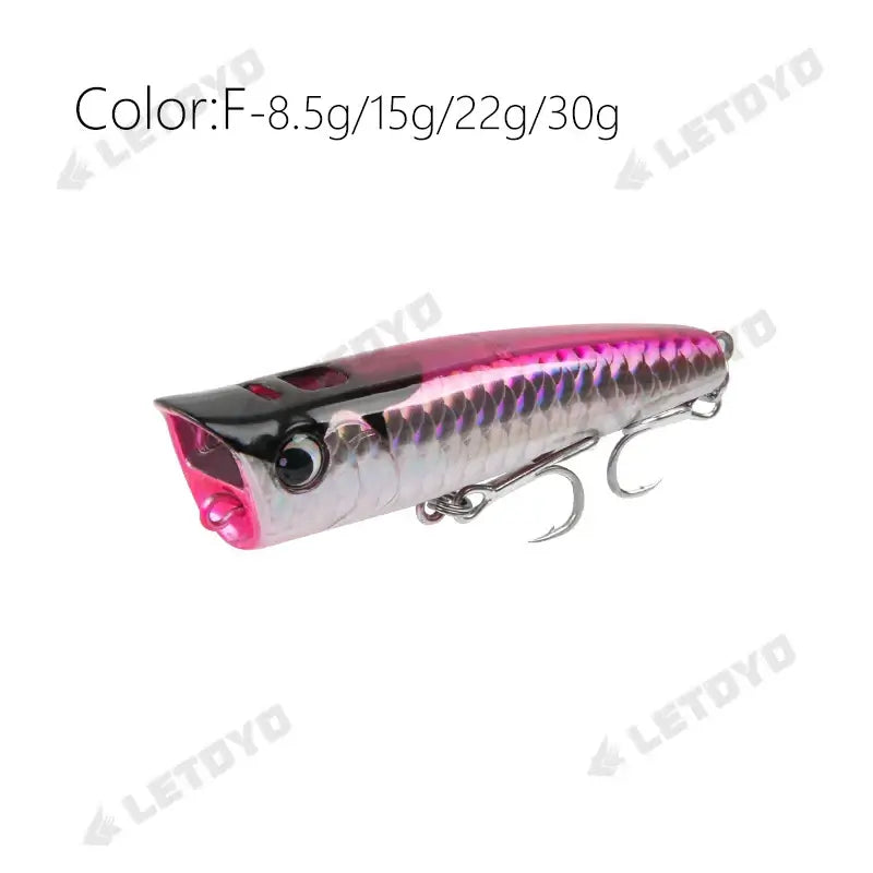 LETOYO Topwater Popper 8.5-30g floating Rock pop Artificial Hard Baits for Bass Perch Pike Fishing Lure.