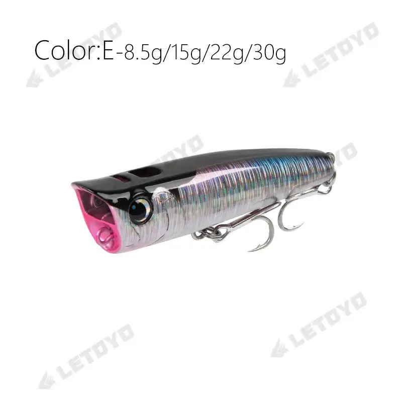 LETOYO Topwater Popper 8.5-30g floating Rock pop Artificial Hard Baits for Bass Perch Pike Fishing Lure.