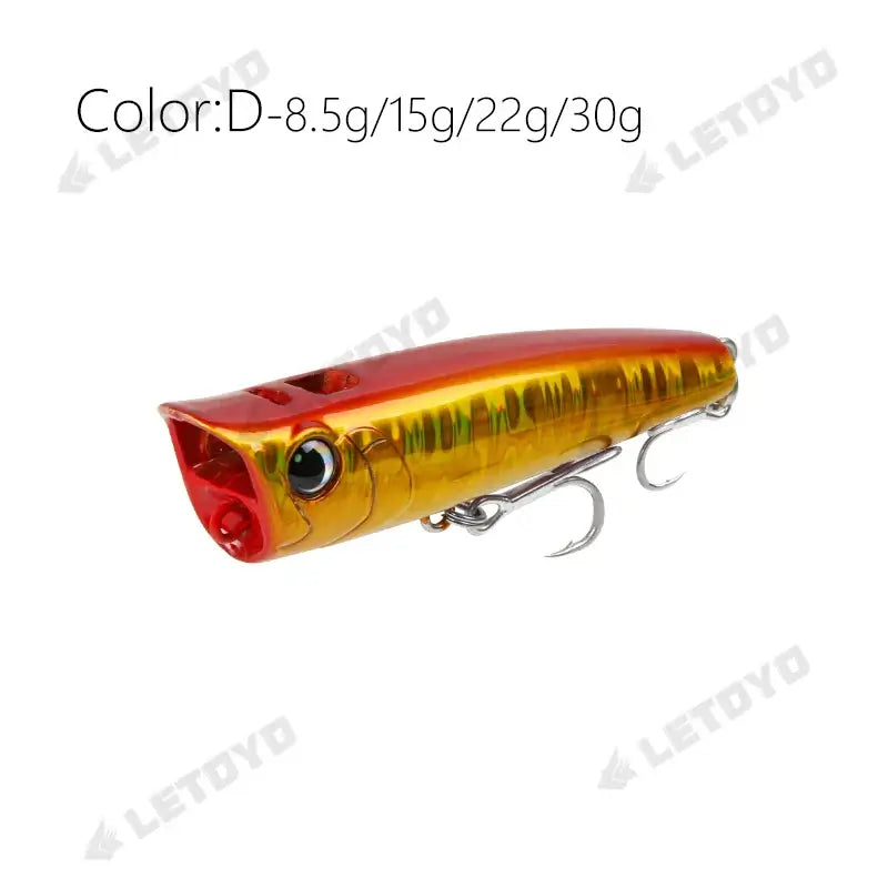 LETOYO Topwater Popper 8.5-30g floating Rock pop Artificial Hard Baits for Bass Perch Pike Fishing Lure.
