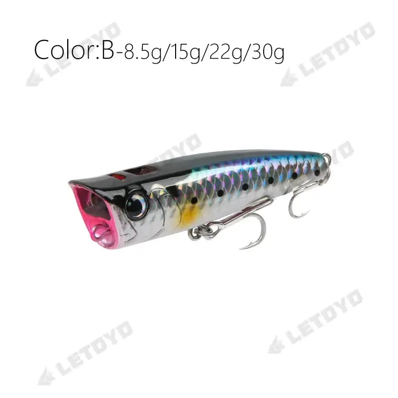 LETOYO Topwater Popper 8.5-30g floating Rock pop Artificial Hard Baits for Bass Perch Pike Fishing Lure.