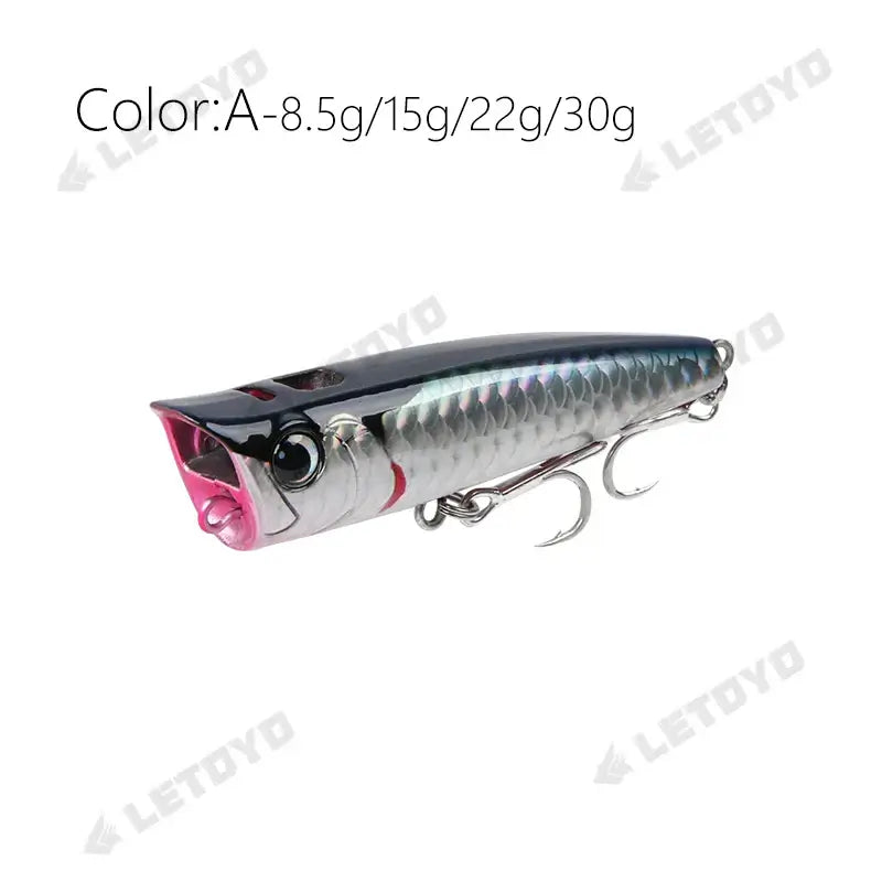 LETOYO Topwater Popper 8.5-30g floating Rock pop Artificial Hard Baits for Bass Perch Pike Fishing Lure.