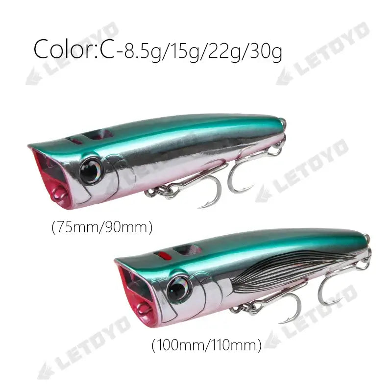 LETOYO Topwater Popper 8.5-30g floating Rock pop Artificial Hard Baits for Bass Perch Pike Fishing Lure.