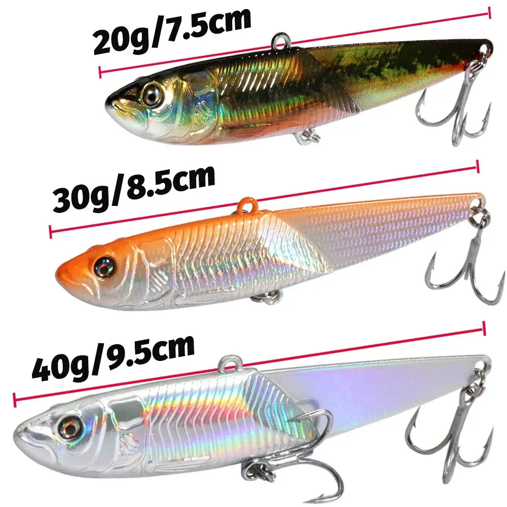 Metal Jig VIB Lure 20g 30g 40g Spinner Spoon 3D Eye Color Laser Spinning Fishing Tackle Hook Swimbait Pesca Spinnerbait Bait.