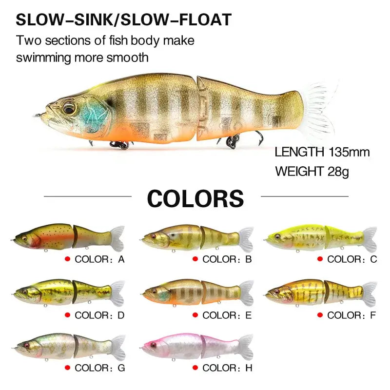 Multi-Jointed Fishing Lure Swimbait 13.5cm 28g Hard Wobblers Lure Fishing Tackl Sink Slowly Pencil Sinking Fishing Lure Trout.