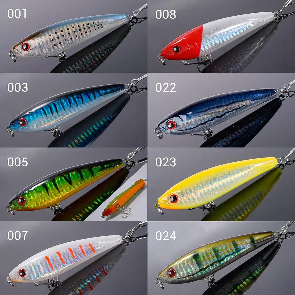 Collection of NOEBY 95S Stickbait Wobblers in various colors and designs for effective saltwater fishing.