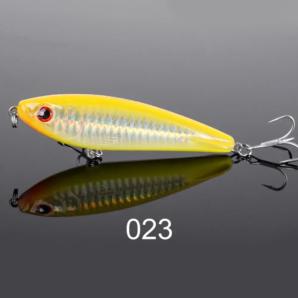 NOEBY 95S Stickbait Wobbler 95mm 25g in bright yellow color for saltwater fishing. Perfect artificial bait for luring fish.