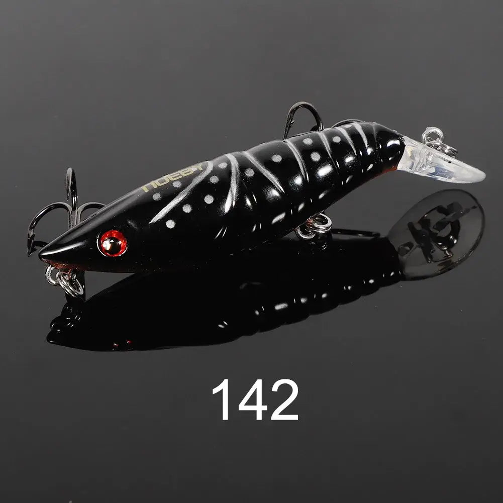 NOEBY artificial shrimp minnow fishing lure in black, 60mm, designed for pike and sea bass fishing.
