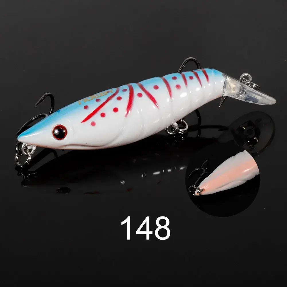 NOEBY artificial shrimp minnow fishing lure, 60mm, 7g, designed for pike and sea bass fishing.