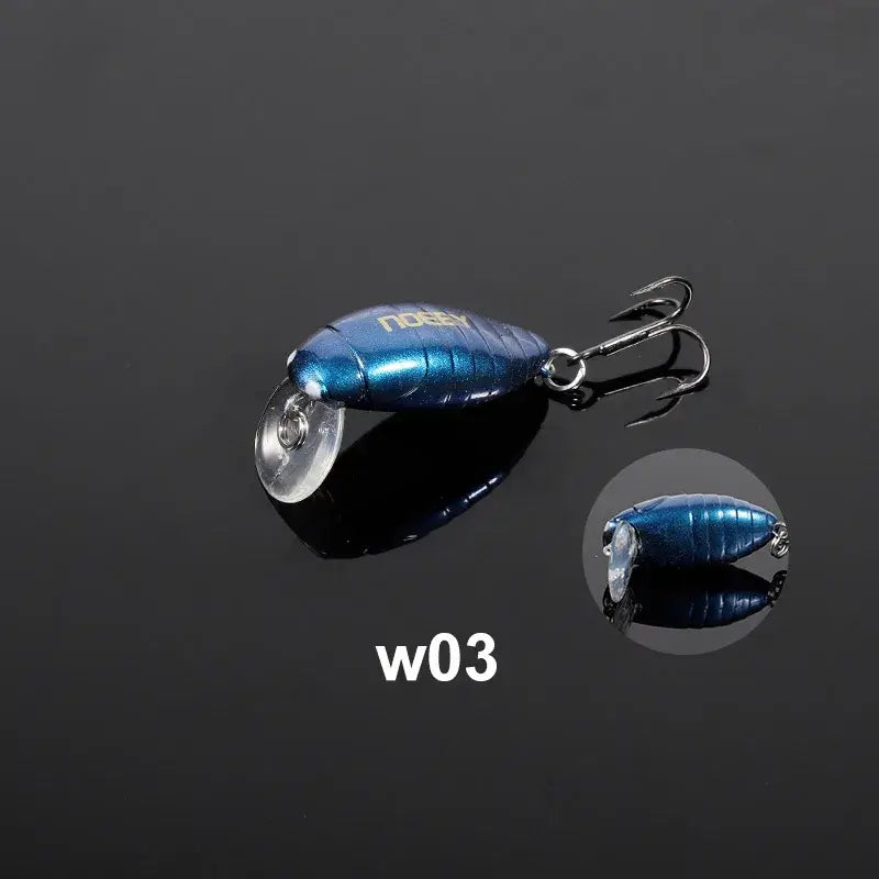 Noeby 28mm blue crankbait with a shiny finish and hook, ideal for trout fishing and durable artificial lure.