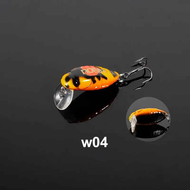 Noeby 28mm 2g mini floating minnow crankbait in orange and black for trout fishing tackle.
