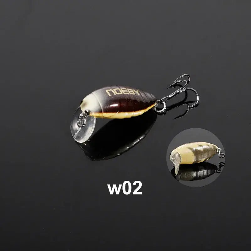 Noeby 28mm 2g mini floating crankbait in brown, ideal for trout fishing, showcasing realistic design and durable hooks.