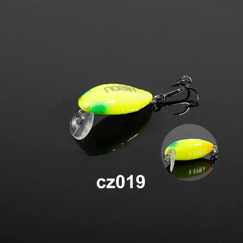Noeby 28mm 2g Mini Floating Crankbait in vibrant yellow, designed for trout fishing, featuring a high-quality hook and durable construction.