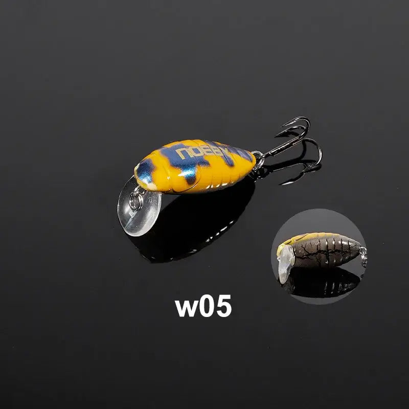 Noeby 28mm 2g mini floating minnow fishing lure in yellow and blue color, designed for trout fishing tackle.