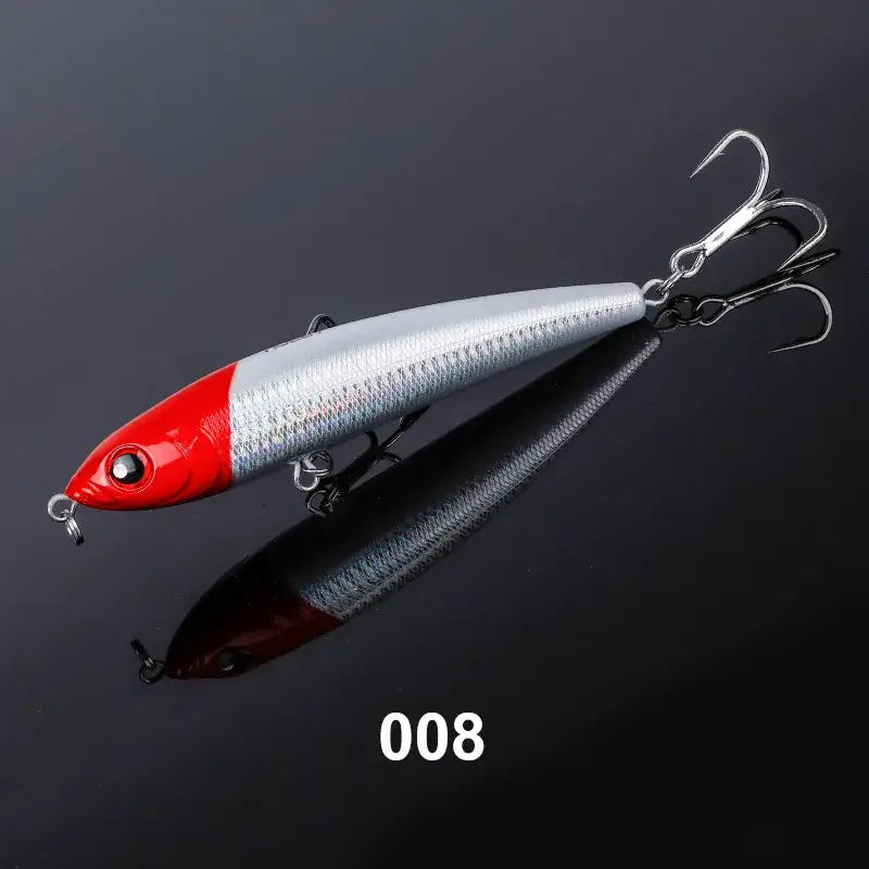 Noeby Sinking Pencil Fishing Lure 14cm with red and silver design for tuna fishing. Wobblers and artificial hard bait.