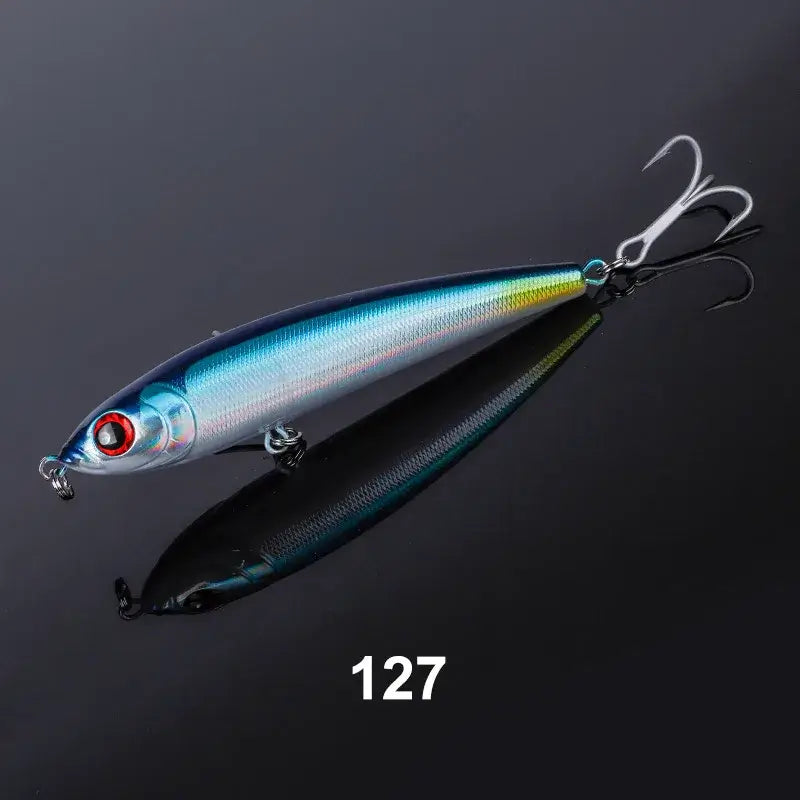 Noeby sinking pencil fishing lure in vibrant blue and silver color, perfect for sea tuna fishing.