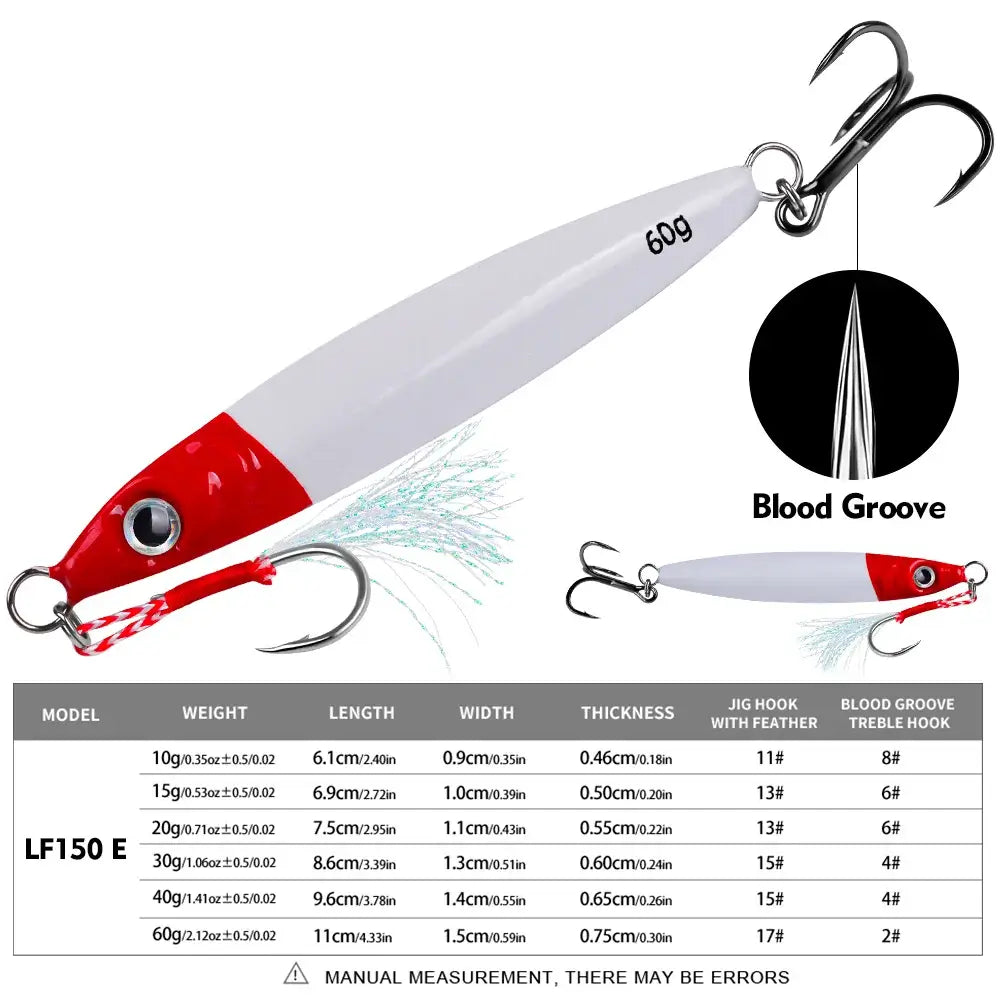 PROBEROS 1pc Metal Jig 10g 15g 20g 30g 40g 60g Durable Bionic Hard Bait with Realistic Design - Perfect Sea Fishing Accessory.