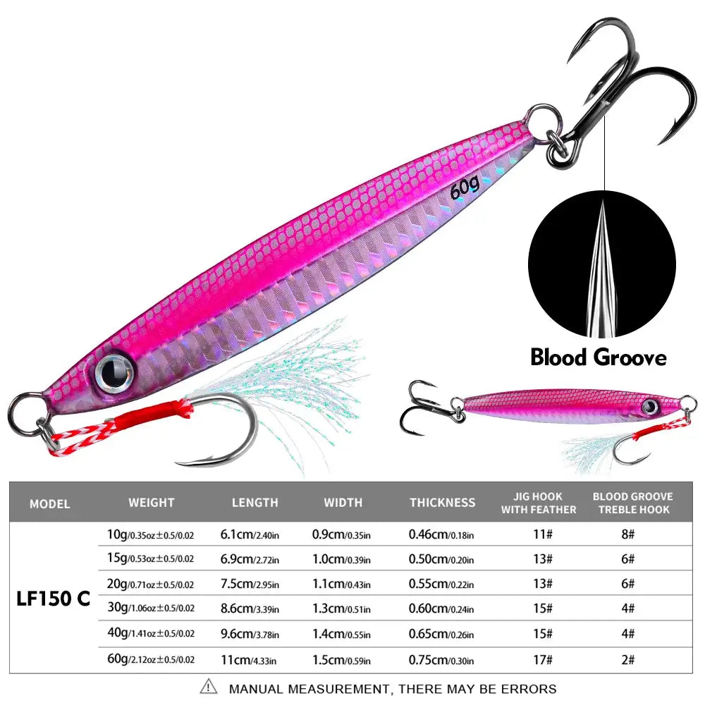 PROBEROS 1pc Metal Jig 10g 15g 20g 30g 40g 60g Durable Bionic Hard Bait with Realistic Design - Perfect Sea Fishing Accessory.