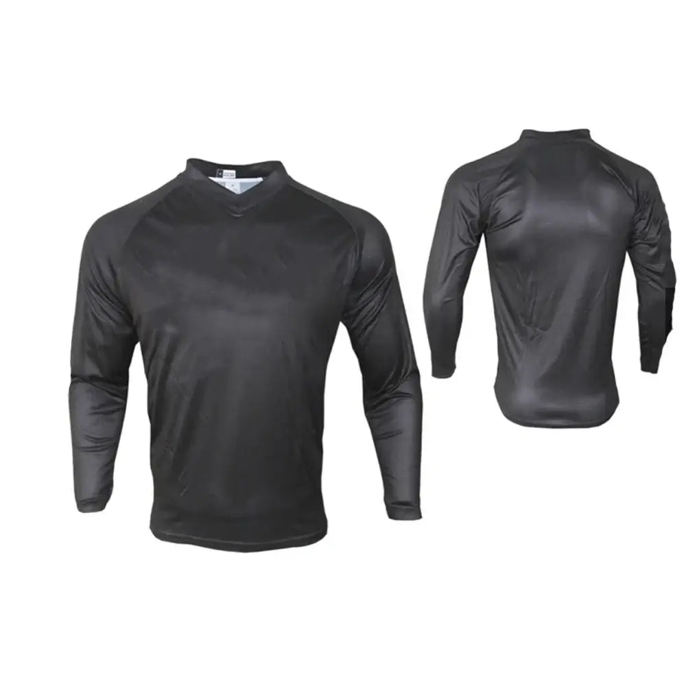 Men's long-sleeved quick-drying fishing shirt in black, designed for sun protection and outdoor wear.