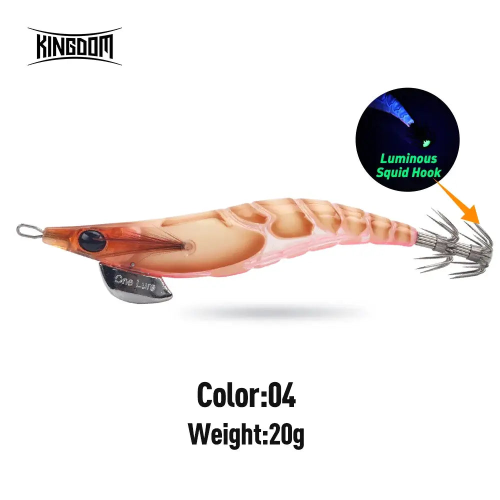 Kingdom Egi Squid Bait 3.0# 20g luminous artificial jigging lure, designed for sea fishing and octopus catching.