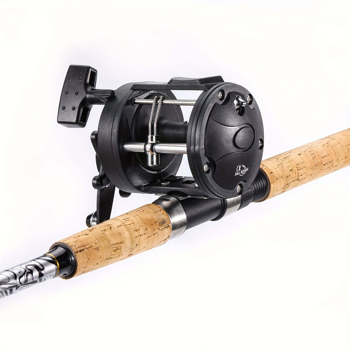 Sougayilang Fiberglass Fishing Pole Conventional Reel Combo With Durable P-Cork Rod Handle, High-density Carbon Fiber Reinforced With Fiberglass Composite For Catfish Salmon And Steelhead.