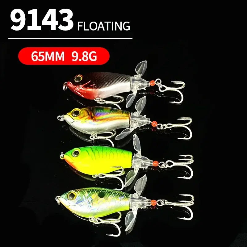 Spin Bait 6.5cm 9.8g Topwater Whopper Popper Fishing Lures Rotating Double Propeller Tail Artificial Bait Floating Wobblers.